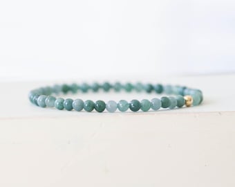 Jade Stretch Bracelet: Guatemalan Jadeite Jewelry, Gold Filled or Solid Gold