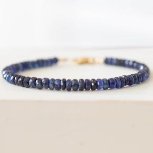 Blue Kyanite Bracelet, Genuine Gemstone Jewelry with Rose Gold Fill or Sterling Silver image 4