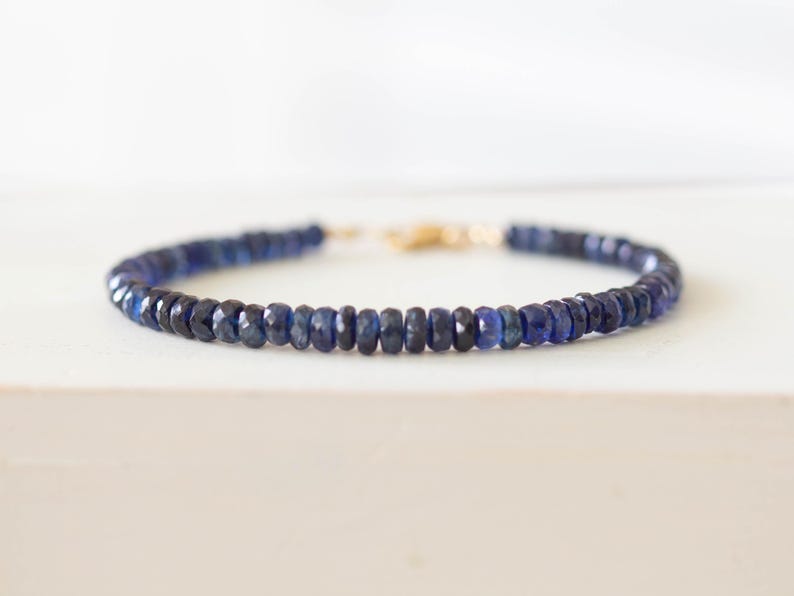 Blue Kyanite Bracelet, Genuine Gemstone Jewelry with Rose Gold Fill or Sterling Silver image 4