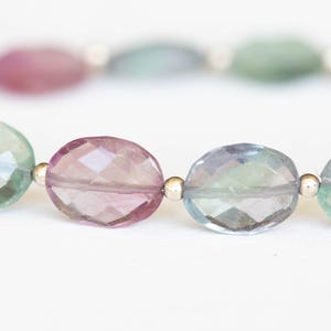 Fluorite Oval Beaded Bracelet with Rose Gold Filled or Sterling Silver image 4
