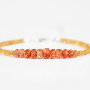 Citrine & Sunstone Bracelet, Beaded Citrine Ombre Jewelry, Yellow Gemstone Stacking Bracelet, Multi Gemstone, Sunstone Jewelry