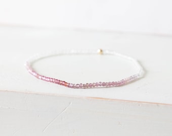 Ultra Dainty Spinel Stretch Bracelet with Clear Quartz