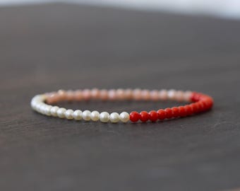 Pearl, Coral & Pink Opal Stretch Bracelet