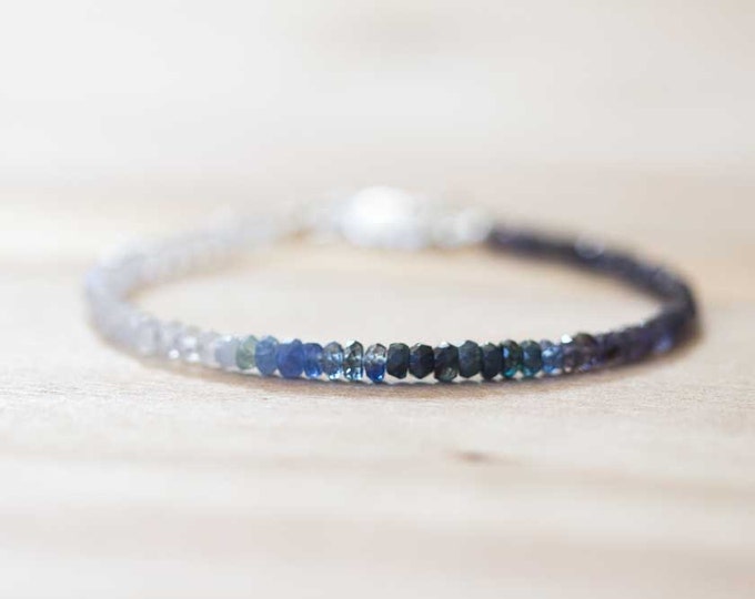 Rainbow Moonstone Iolite & Sapphire Bracelet Dainty Shaded - Etsy