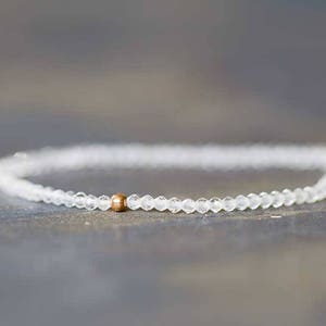 Clear Quartz Stretch Bracelet, Beaded Delicate Crystal Quartz Jewelry, Elastic Stacking Bracelet, April Birthstone