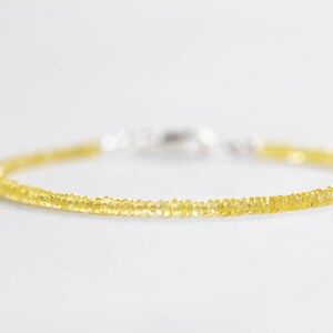 Yellow Sapphire Bracelet, Dainty September Shaded Birthstone Jewelry, Sterling Silver or Rose Gold Fill image 2
