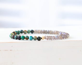 Labradorite & Turquoise Stretch Bracelet