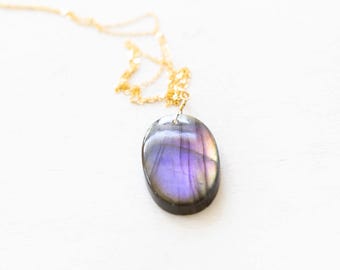 Labradorite Pendant Necklace on Sterling Silver, Gold Filled or Rose Gold Filled Chain