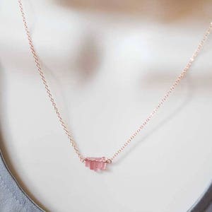 Tiny Pink Tourmaline Crystal Necklace on Sterling Silver, Oxidized Silver or Rose Gold Filled Chain, Delicate Raw Tourmaline Jewelry image 7