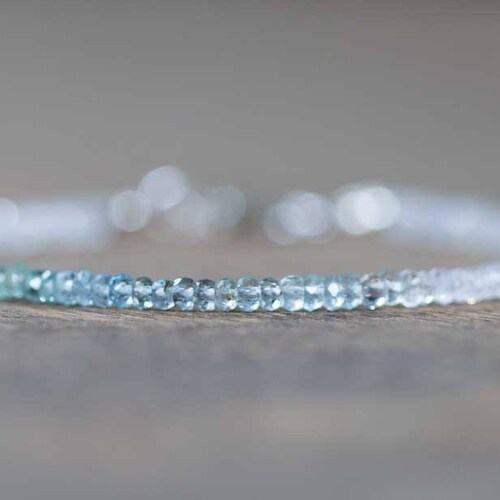 Iolite Aquamarine and Rainbow Moonstone Bracelet Rose Gold Etsy