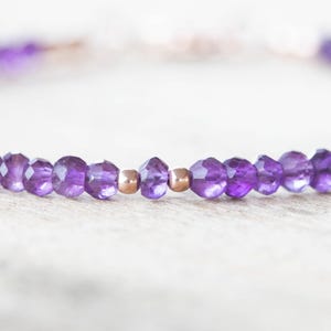 Amethyst Bracelet, Beaded February Birthstone Jewelry, Delicate Purple Gemstones, Sterling Silver or Rose Gold Filled image 4