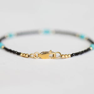 Dainty Black Spinel Bracelet with Genuine Turquoise, Natural Gemstone Jewelry image 5