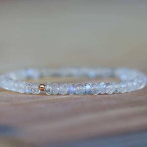Rainbow Moonstone Stretch Bracelet, Beaded Elastic Jewelry, June Birthstone Gift