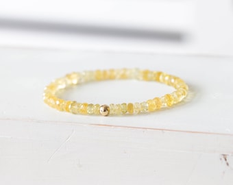 Heliodor Stretch Bracelet: Genuine Yellow Beryl Jewelry