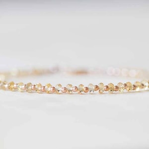 Citrine Bracelet with Rose Gold Fill or Sterling Silver, Delicate Gemstone Beaded Stacking Bracelet, Citrine Jewelry, November Birthstone image 1