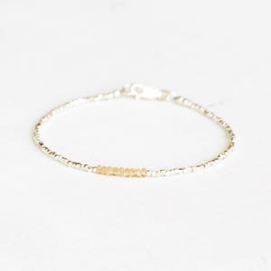Dainty Fine Silver Bracelet with Imperial Topaz, Skinny Karen Hill Tribe Silver Stacking Bracelet image 1