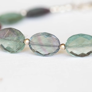 Fluorite Oval Beaded Bracelet with Rose Gold Filled or Sterling Silver image 3