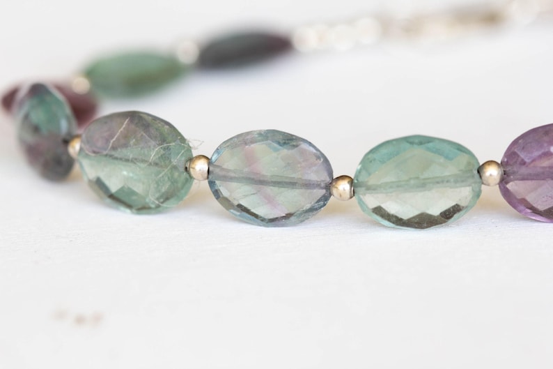 Fluorite Oval Beaded Bracelet with Rose Gold Filled or Sterling Silver image 3