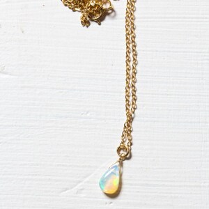 Tiny Opal Pendant on Rose Gold Filled, Oxidized Sterling or Sterling Silver Chain, Delicate Welo Opal Necklace, Genuine Opal Layering image 5