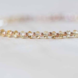 Citrine Bracelet with Rose Gold Fill or Sterling Silver, Delicate Gemstone Beaded Stacking Bracelet, Citrine Jewelry, November Birthstone image 2