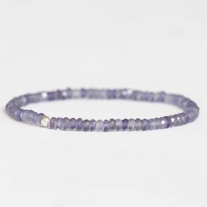 Iolite Stretch Bracelet, Dainty Genuine Blue Gemstone Jewelry image 1