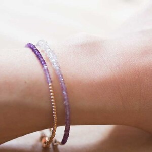 Delicate Amethyst Bracelet with Rose Gold Fill or Sterling Silver, February Birthstone Beaded Jewelry image 6