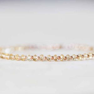Citrine Bracelet with Rose Gold Fill or Sterling Silver, Delicate Gemstone Beaded Stacking Bracelet, Citrine Jewelry, November Birthstone image 3