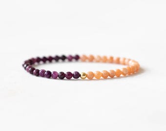 Rhodochrosite and Lepidolite Stretch Bracelet
