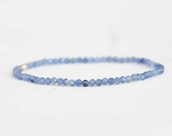 Blue Kyanite Stretch Bracelet, Genuine Blue Gemstone Jewelry
