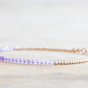 Delicate Amethyst Bracelet with Rose Gold Fill or Sterling Silver, February Birthstone Beaded Jewelry image 4