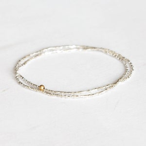 Tiny Fine Silver Stretch Wrap Bracelet, Dainty Karen Hill Tribe Silver Cube Jewelry