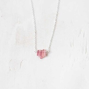 Tiny Pink Tourmaline Crystal Necklace on Sterling Silver, Oxidized Silver or Rose Gold Filled Chain, Delicate Raw Tourmaline Jewelry image 6