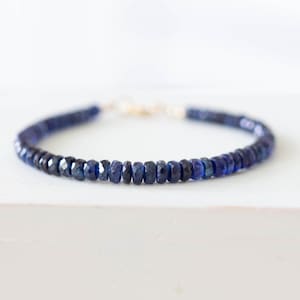 Blue Kyanite Bracelet, Genuine Gemstone Jewelry with Rose Gold Fill or Sterling Silver image 1