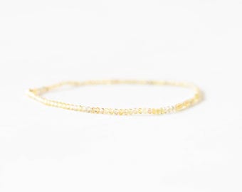 Tiny Yellow Sapphire Stretch Bracelet: Dainty Beaded Jewelry with Sterling Silver, Yellow or Rose Gold Filled