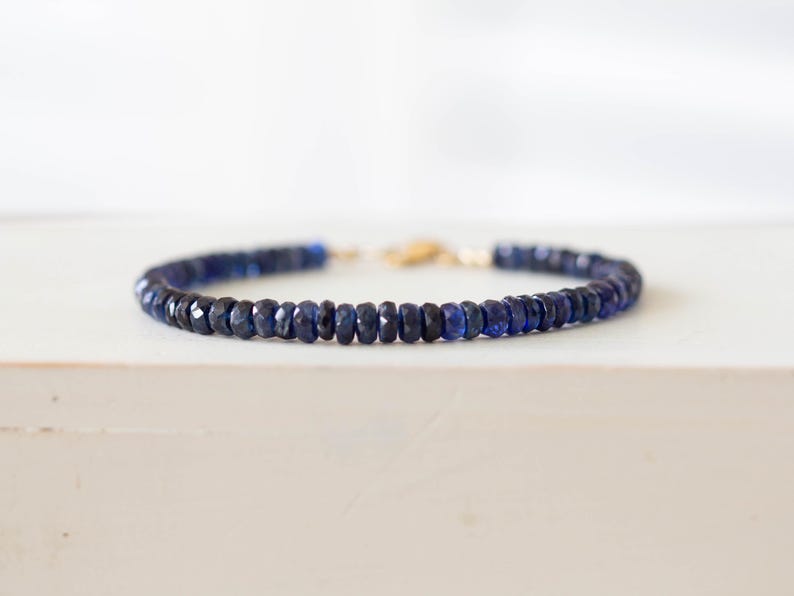 Blue Kyanite Bracelet, Genuine Gemstone Jewelry with Rose Gold Fill or Sterling Silver image 3