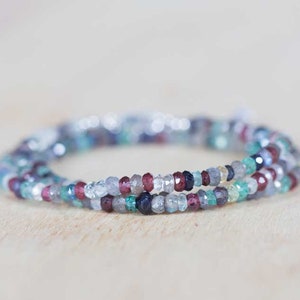Multi Gemstone Beaded Necklace or Multi Wrap Bracelet, Rose Gold Filled or Sterling Silver Jewelry image 4
