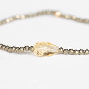 Dainty Pyrite Stretch Bracelet with Citrine, Delicate Beaded Multi Gemstone Jewelry image 4