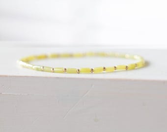Serpentine Tube Bead Stretch Bracelet: Genuine Yellow Crystal Jewelry