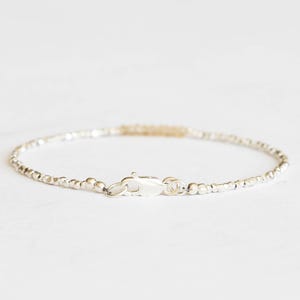 Dainty Fine Silver Bracelet with Imperial Topaz, Skinny Karen Hill Tribe Silver Stacking Bracelet image 4