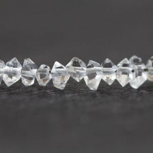 Dainty Rutilated Quartz Bracelet with Herkimer Diamonds, Tiny Double Terminated Quartz Jewelry, Dainty Clear Black Gemstones image 5