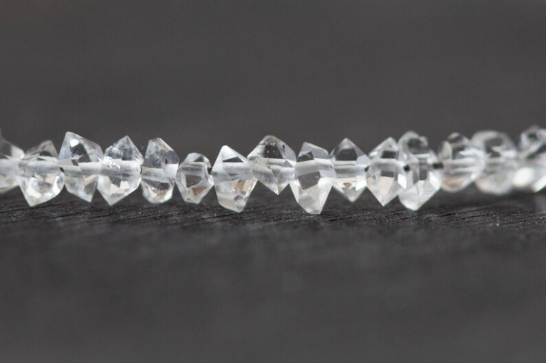Dainty Rutilated Quartz Bracelet with Herkimer Diamonds, Tiny Double Terminated Quartz Jewelry, Dainty Clear Black Gemstones image 5