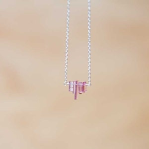 Tiny Pink Tourmaline Crystal Necklace on Sterling Silver, Oxidized Silver or Rose Gold Filled Chain, Delicate Raw Tourmaline Jewelry image 4