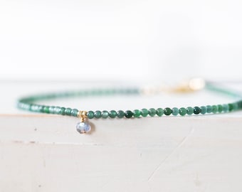 Jade Anklet: Sterling Silver, Yellow or Rose Gold Filled Jadeite Jewelry