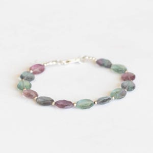 Fluorite Oval Beaded Bracelet with Rose Gold Filled or Sterling Silver image 2