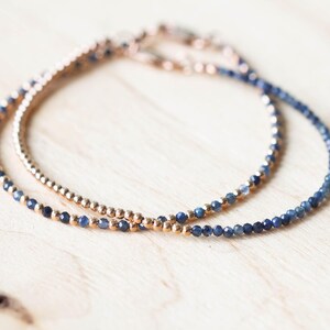 Pulseira de Safira Azul, Prata de Lei, Ouro Amarelo ou Rosé Preenchido, Conjunto de Joias Delicadas com Pedra de Nascimento de Setembro imagem 8