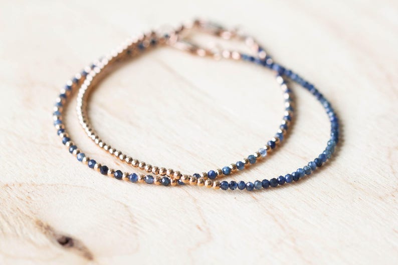 Pulseira de Safira Azul, Prata de Lei, Ouro Amarelo ou Rosé Preenchido, Conjunto de Joias Delicadas com Pedra de Nascimento de Setembro imagem 8