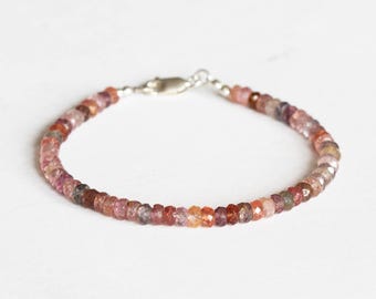 Spinel Beaded Bracelet, Dainty Multi Colored Gemstone Jewelry