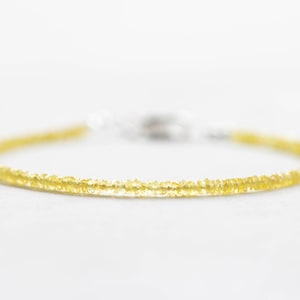 Yellow Sapphire Bracelet, Dainty September Shaded Birthstone Jewelry, Sterling Silver or Rose Gold Fill image 1
