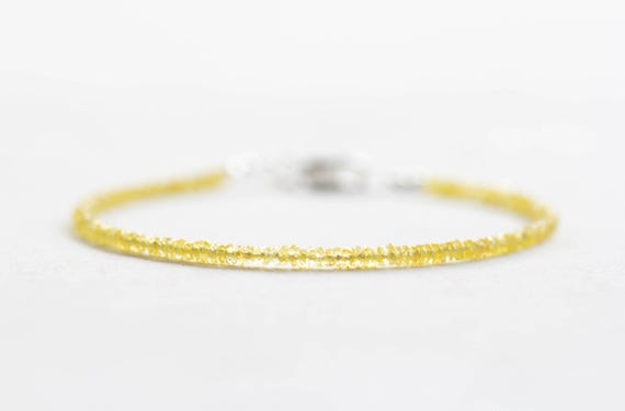 Yellow Sapphire Bracelet, Dainty September Shaded Birthstone Jewelry, Sterling Silver or Rose Gold Fill