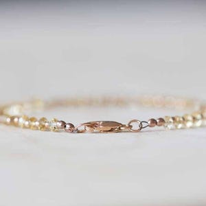Citrine Bracelet with Rose Gold Fill or Sterling Silver, Delicate Gemstone Beaded Stacking Bracelet, Citrine Jewelry, November Birthstone image 4
